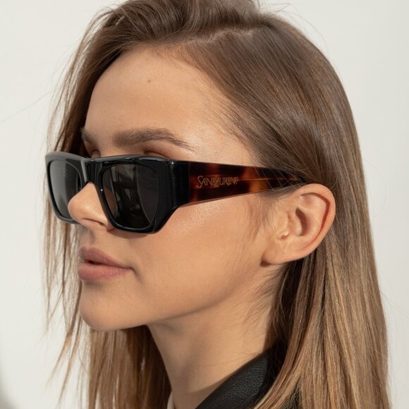 BRAND NEW Saint Laurent SL740 004 Black Havana Square Unisex Sunglasses - Picture 10 of 10